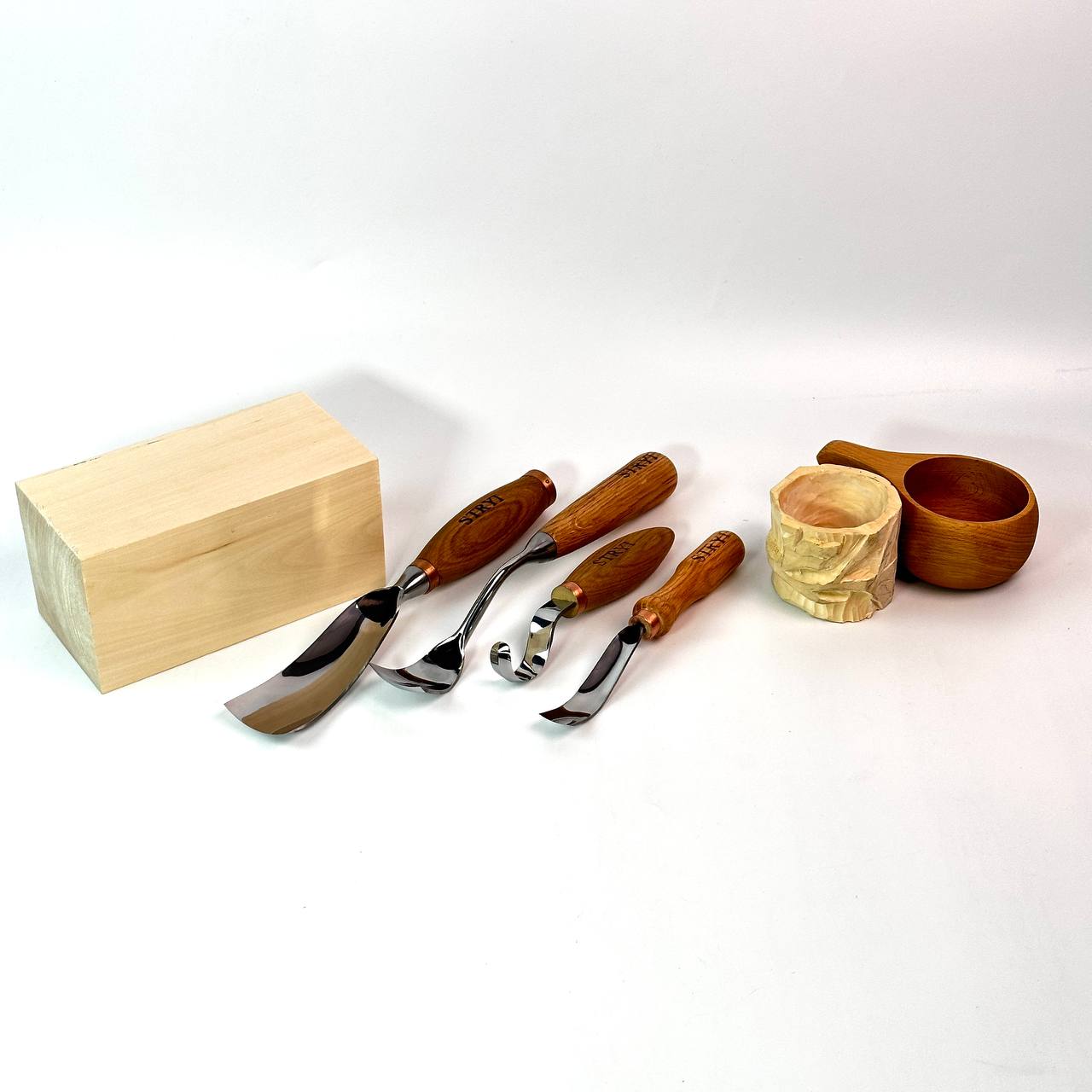 Hollowing Bowl & Kuksa Set: 4-Piece STRYI Profi Bowl & Kuksa Carving Set