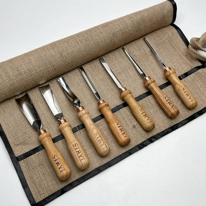3D Relief Carving & Wood Texturing Set: 7-Piece STRYI Profi Basic Gouge Set