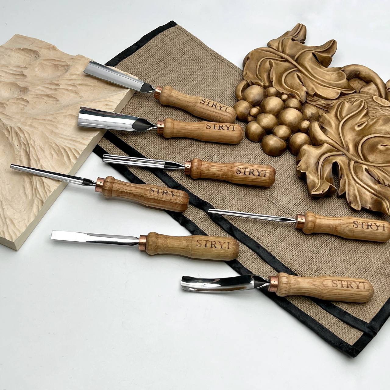 3D Relief Carving & Wood Texturing Set: 7-Piece STRYI Profi Basic Gouge Set