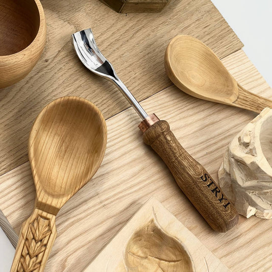STRYI Profi Short Bent Gouge 0.8 in (20mm) for Wood Carving and Detailed Hollowing