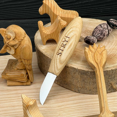 Carving Knife, 50mm Blade, Sloyd/Whittling Knife STRYI Profi — for Woodcarving