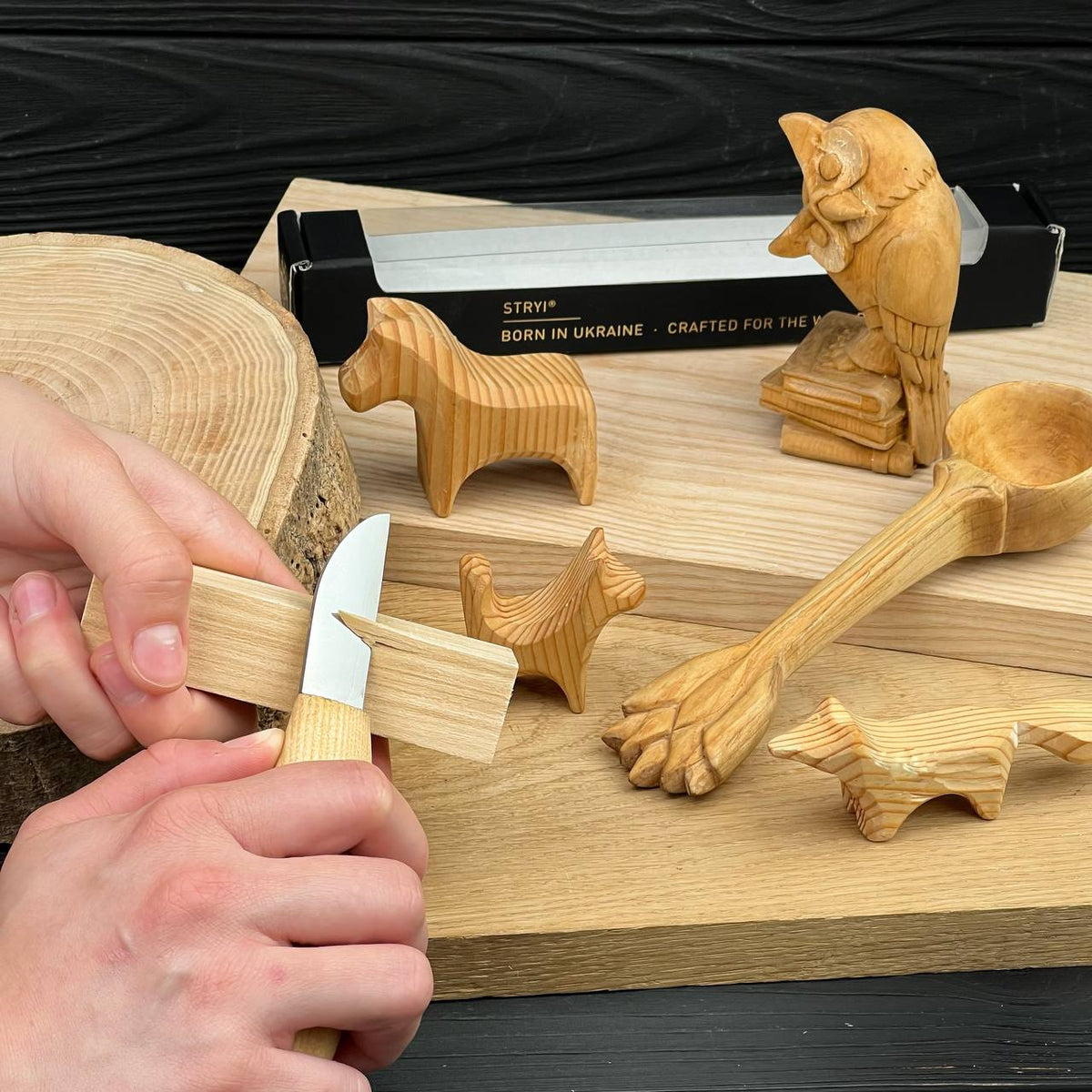 Carving Knife, 50mm Blade, Sloyd/Whittling Knife STRYI Profi — for Woodcarving