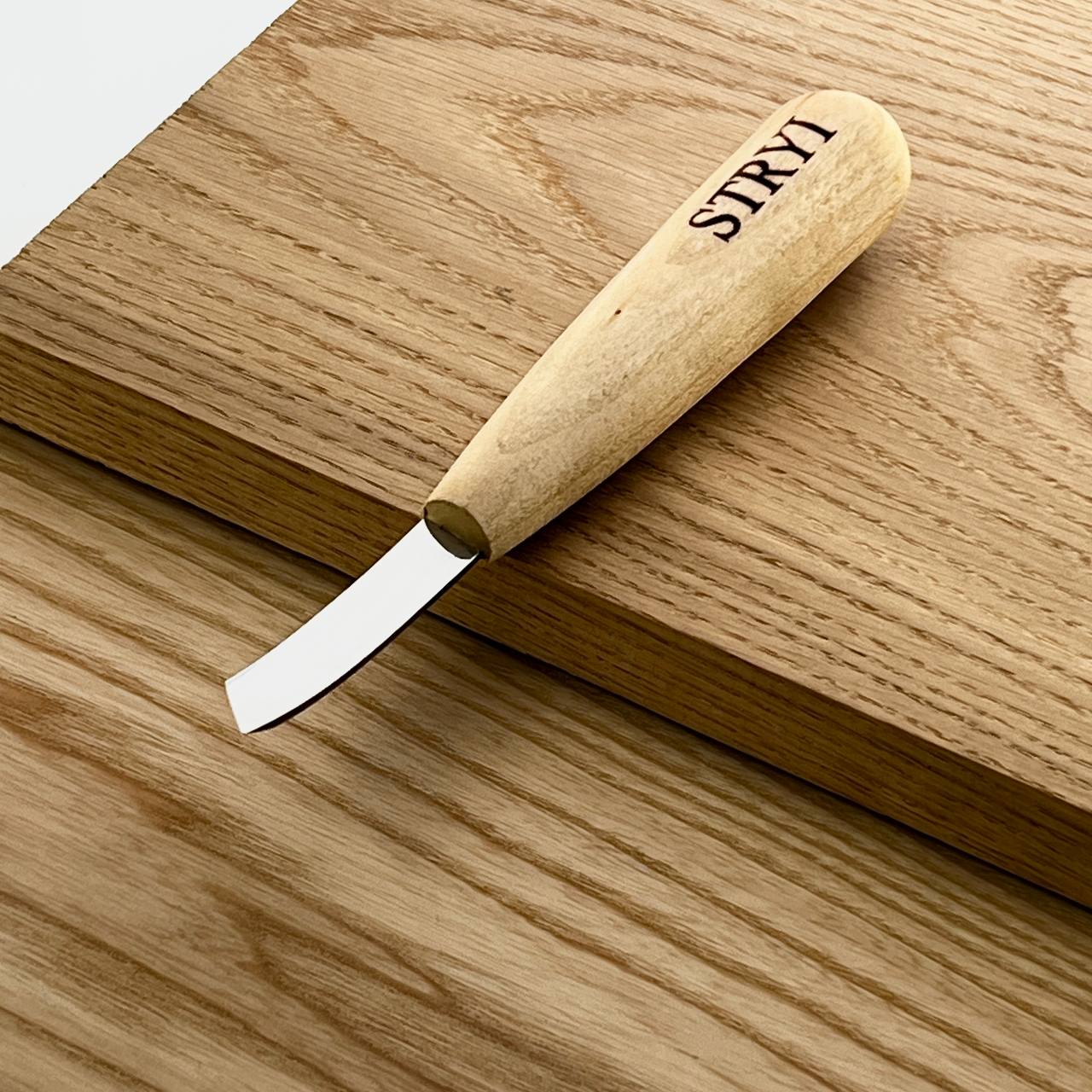 STRYI Profi 13mm Right-Handed Skewed Spoon Gouge — Right-Angle Bent Chisel for Deep Recesses