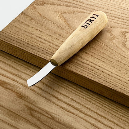 STRYI Profi 13mm Right-Handed Skewed Spoon Gouge — Right-Angle Bent Chisel for Deep Recesses