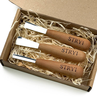 3 Piece Compact Gouge Set STRYI Profi for Detail Carving