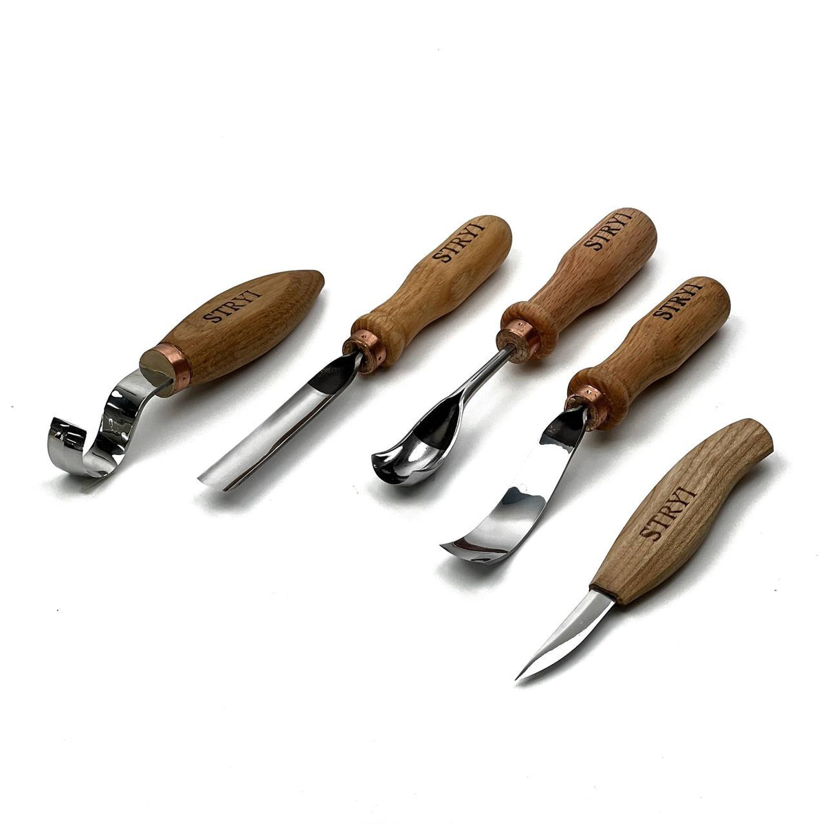 Spoon Carving Kit, 5-Piece, STRYI Profi — for Kuksa and Bowl Carving