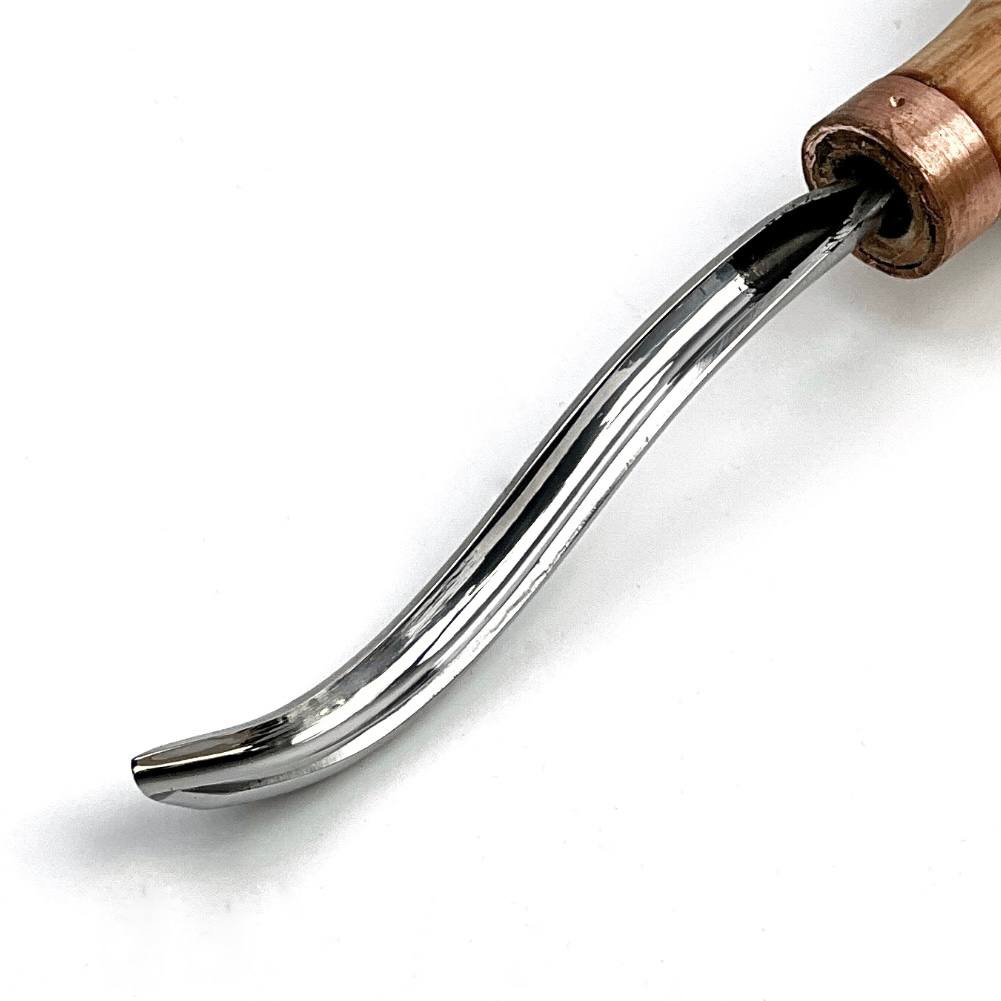 Palm Carving Tools, Sweep #9, STRYI Profi — Bent Gouge for Deep Hollows and Relief Detail