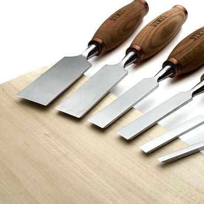 Wood Carving Chisel Set, Professional 6-Piece Heavy-Duty Straight Chisels | STRYI Profi