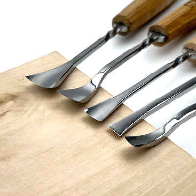 Fishtail Gouge Set for Fine Detail: 5-Piece Maestro Relief Finishing Tools