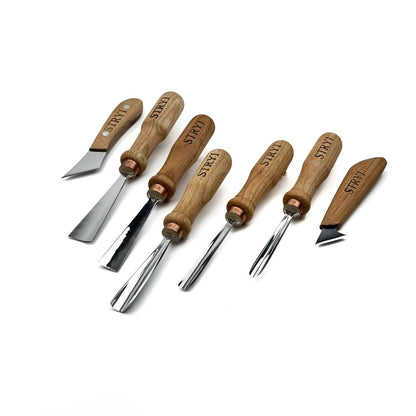 Gouges Carving Set: 7-Piece STRYI Relief & Whittling Set