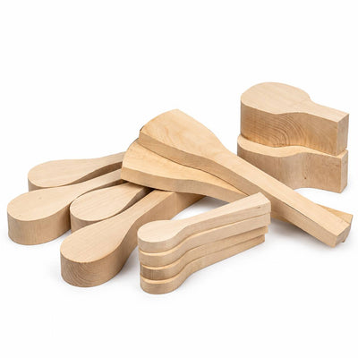 12-Piece Basswood Whittling Blanks Set – Spoon, Spatula & Kuksa Shapes