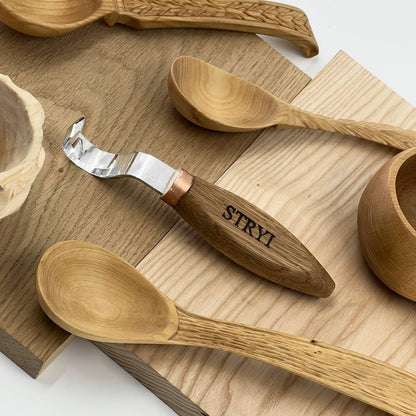 STRYI Profi 3-Piece Spoon Carving Tool Kit – Wood Carving Set for Bowls, Kuksa & Spoons with