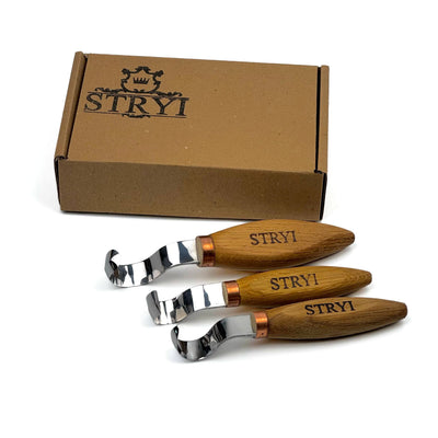 STRYI Profi 3-Piece Kuksa & Spoon Carving Hook Knife Set