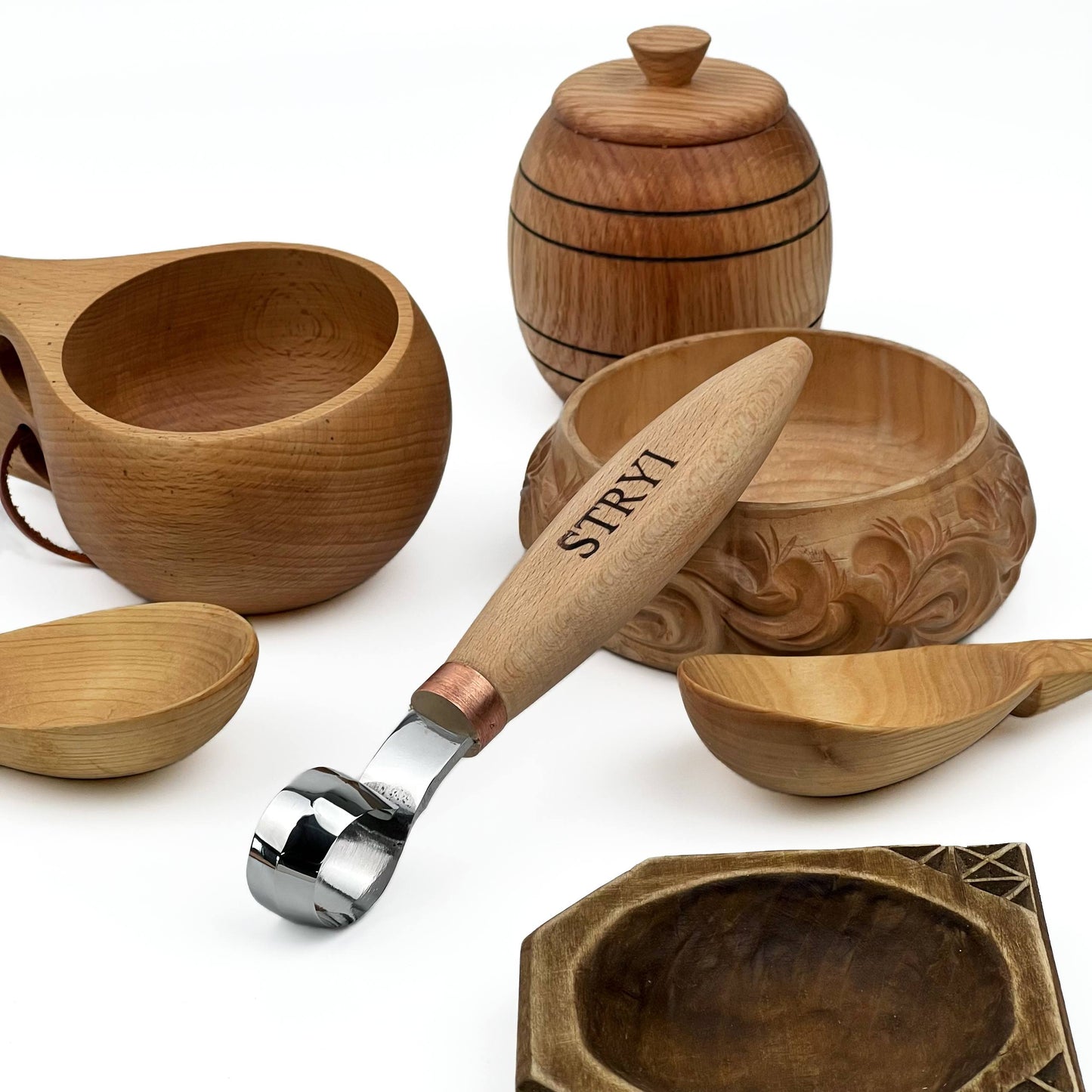 STRYI  Spoon Scorp Knife – Professional Hook Knife for Woodworking, Bowl and Kuksa Carving