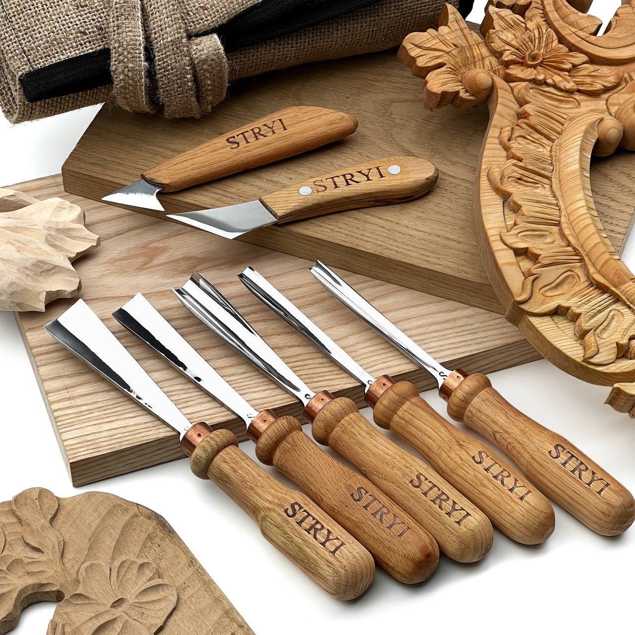 Gouges Carving Set: 7-Piece STRYI Relief & Whittling Set