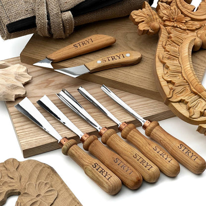 Gouges Carving Set: 7-Piece STRYI Relief & Whittling Set