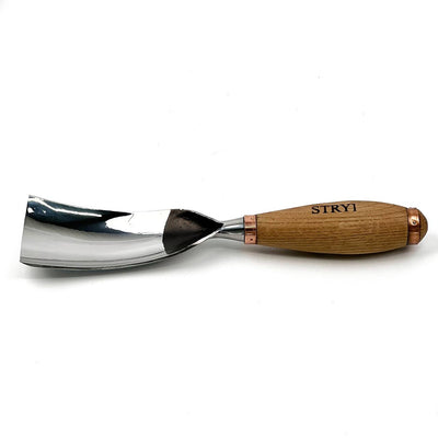 Large Chisel, Sweep #7 Bent, Heavy-Duty Gouge STRYI Profi — for Wood Sculpting, Bowl Carving