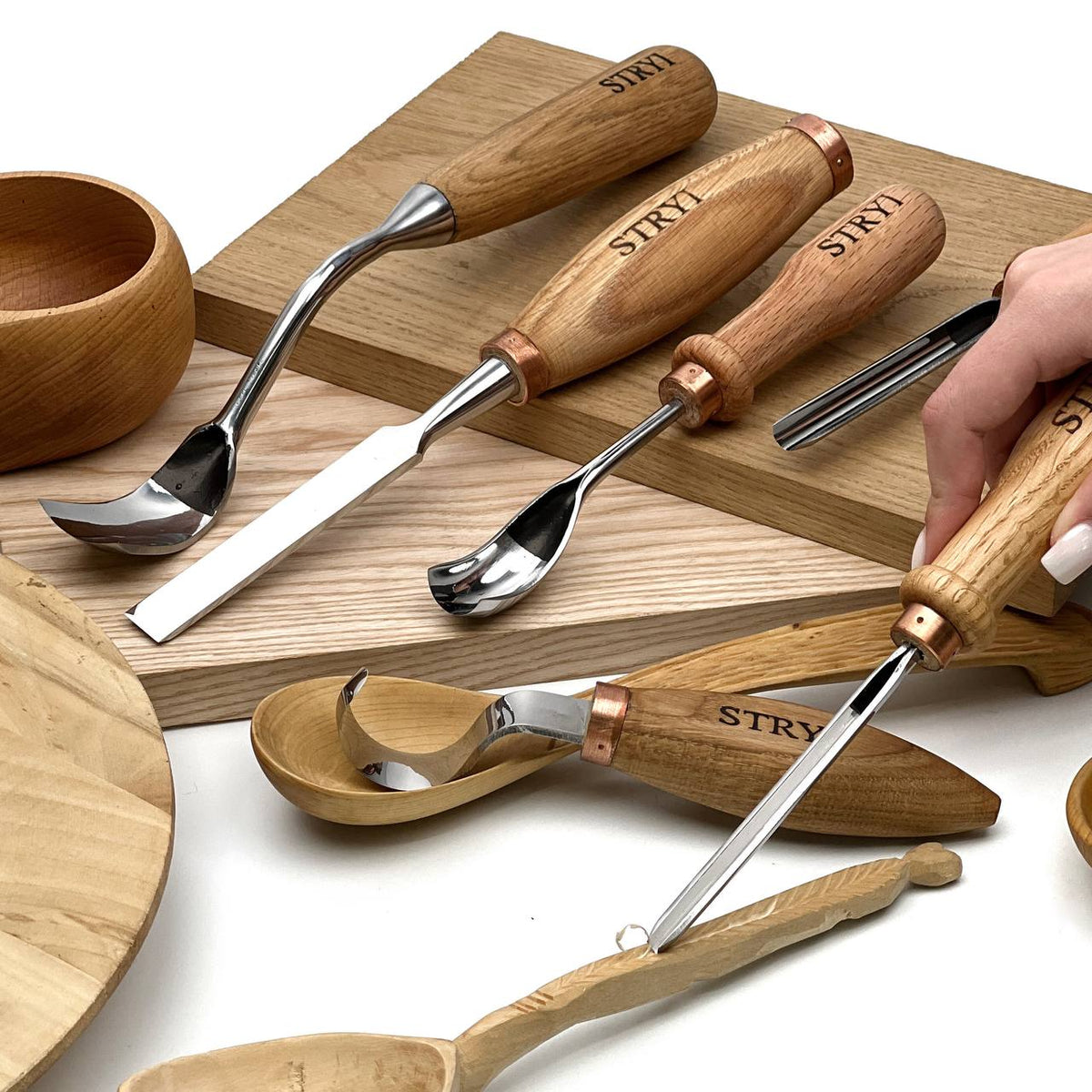 Completed toolset STRYI Profi for spoon and kuksa , Forged tools