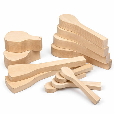 12-Piece Basswood Whittling Blanks Set – Spoon, Spatula & Kuksa Shapes