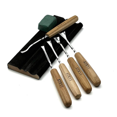 Fishtail Gouge Set for Fine Detail: 5-Piece Maestro Relief Finishing Tools