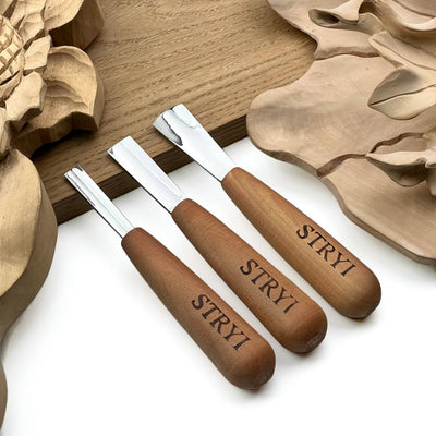 3 Piece Compact Gouge Set STRYI Profi for Detail Carving