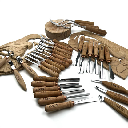 Hand ForgedChisels Set 30-Piece STRYI Profi, Woodworking Set