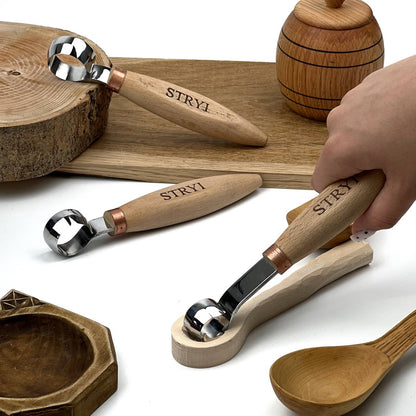 Hand-Forged Professional Round Scorp Carver Set (2-Piece / 3-Piece Kit)