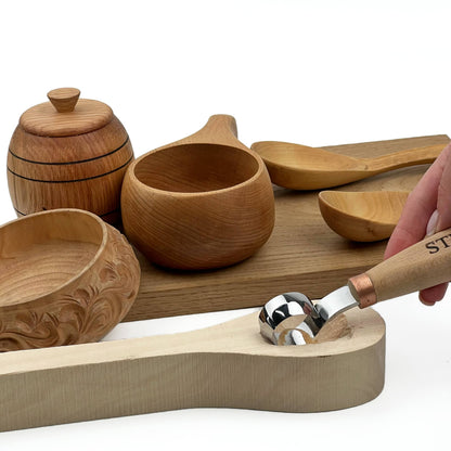 Hand-Forged Professional Round Scorp Carver Set (2-Piece / 3-Piece Kit)