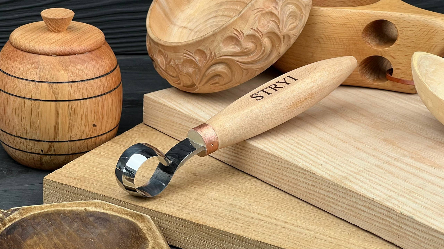 STRYI  Spoon Scorp Knife – Professional Hook Knife for Woodworking, Bowl and Kuksa Carving