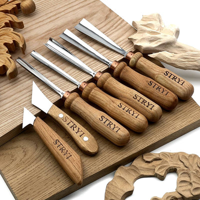 Gouges Carving Set: 7-Piece STRYI Relief & Whittling Set