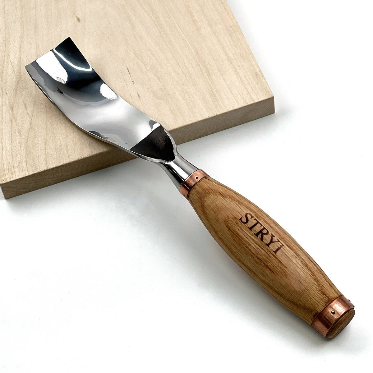 Large Chisel, Sweep #7 Bent, Heavy-Duty Gouge STRYI Profi — for Wood Sculpting, Bowl Carving