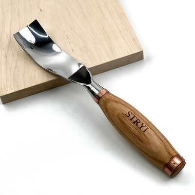 Large Chisel, Sweep #7 Bent, Heavy-Duty Gouge STRYI Profi — for Wood Sculpting, Bowl Carving