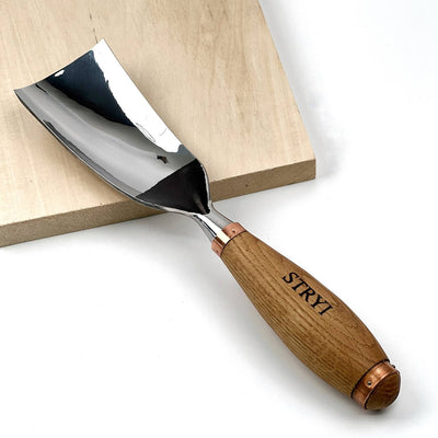 Large Chisel, Sweep #7 Bent, Heavy-Duty Gouge STRYI Profi — for Wood Sculpting, Bowl Carving