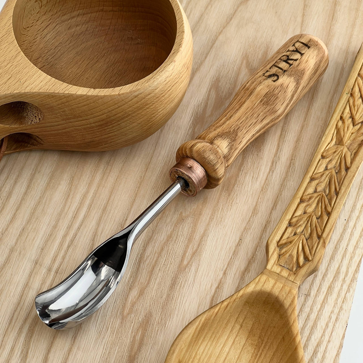 Spoon Carving Kit, 3-Piece, STRYI Profi — for Kuksa and Bowl Carving