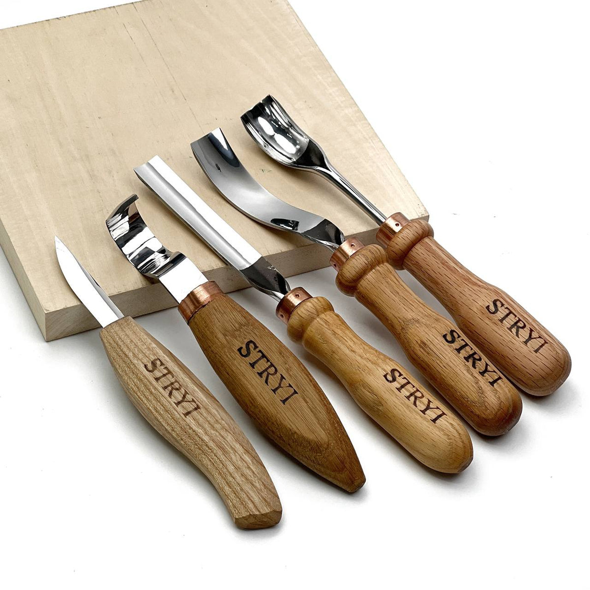 Spoon Carving Kit, 5-Piece, STRYI Profi — for Kuksa and Bowl Carving