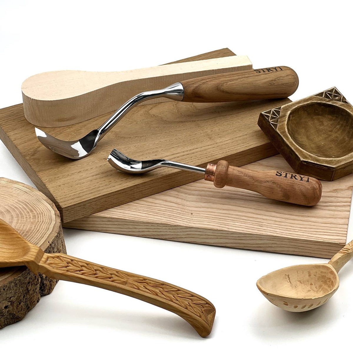 Spoon Carving Kit, 2-Piece, STRYI Profi — for Bowl and Kuksa Carving