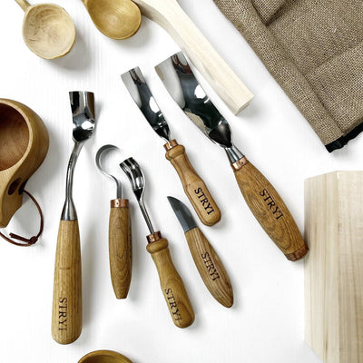 Bowl carving kit 6 pcs STRYI Profi, Bowl Gouges set, Spoon carving tools