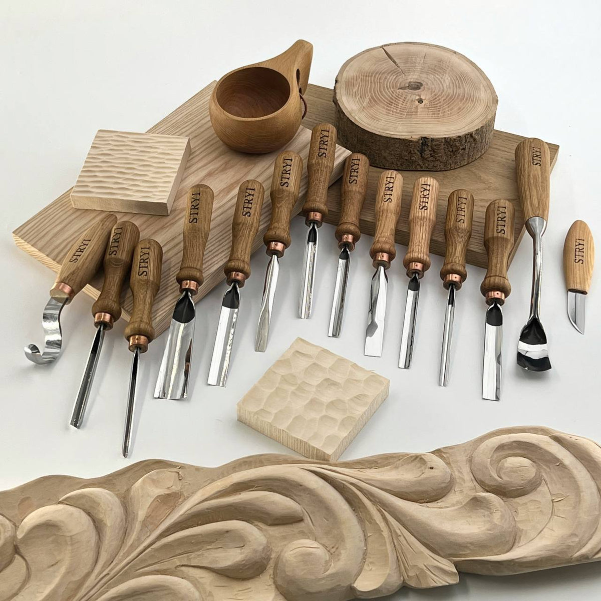 Versatile Сarving Toolset of 14 pcs for relief caving, Making figurines, Chisels set