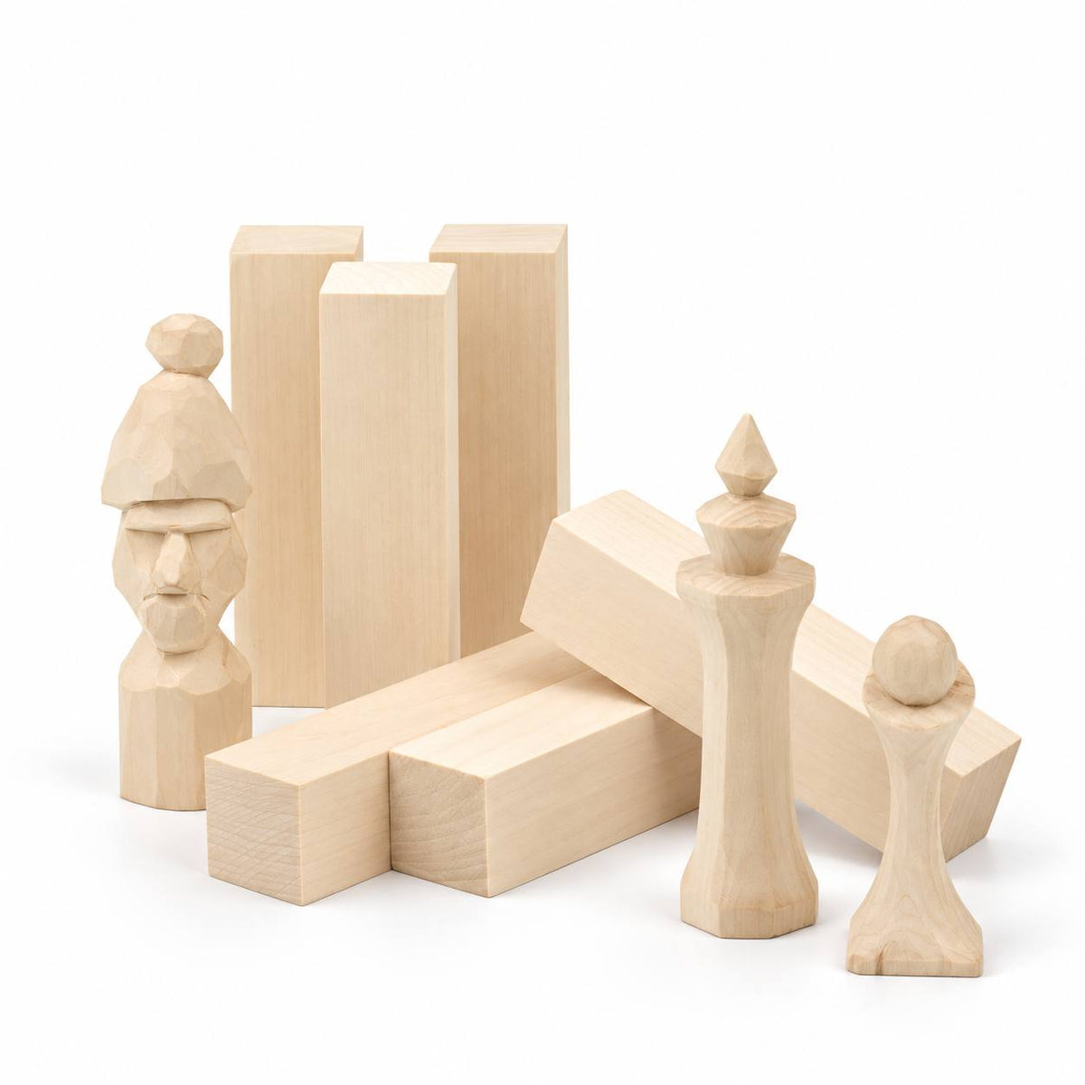 Basswood Carving Blocks Set, 2.5×2.5×10 cm (1 x 1 x 4 in)