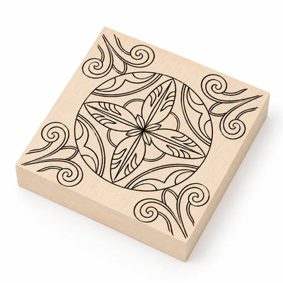 Basswood Blank 3.9x3.9x0.8" (100x100x20mm) STRYI with Chip Patterns