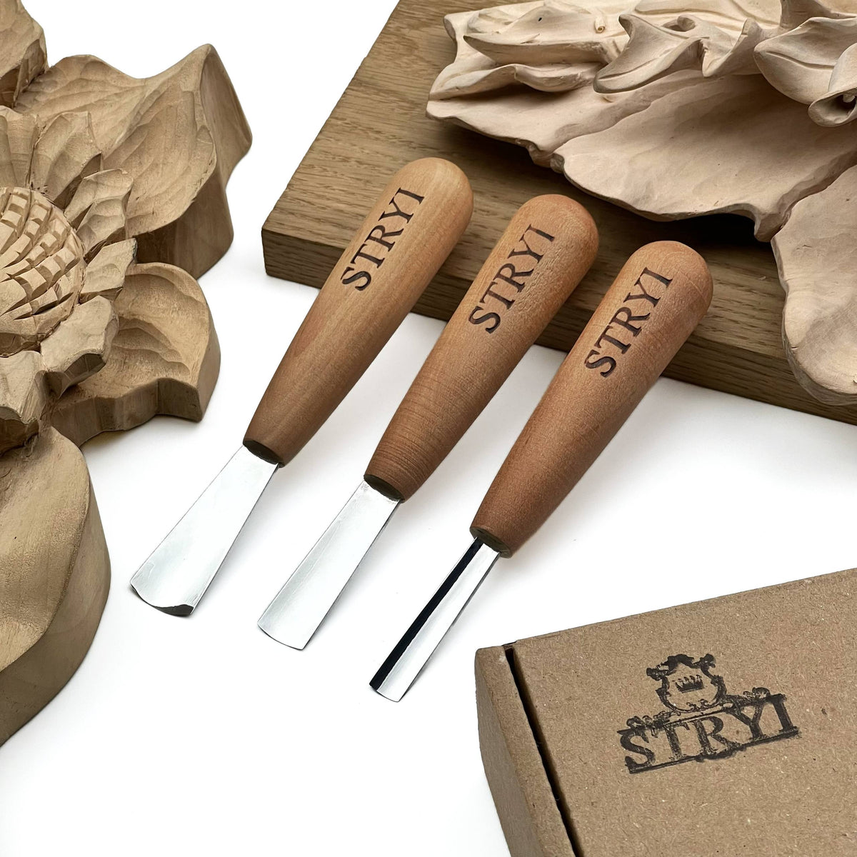 3 Piece Compact Gouge Set STRYI Profi for Detail Carving
