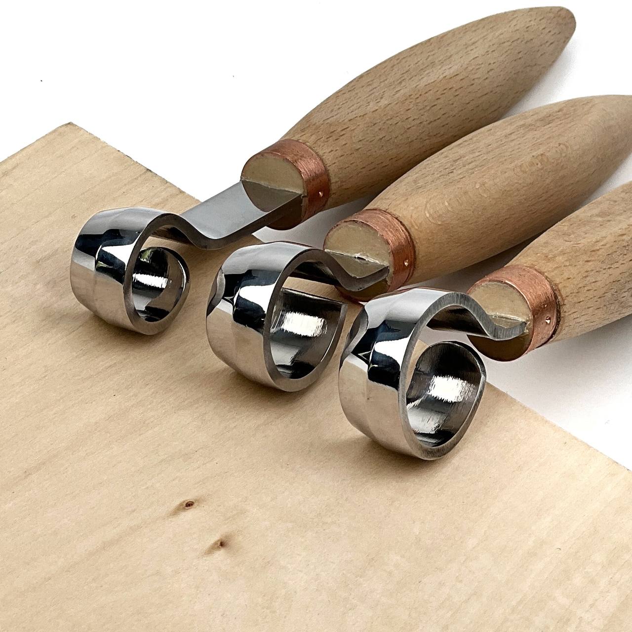 Hand-Forged Professional Round Scorp Carver Set (2-Piece / 3-Piece Kit)