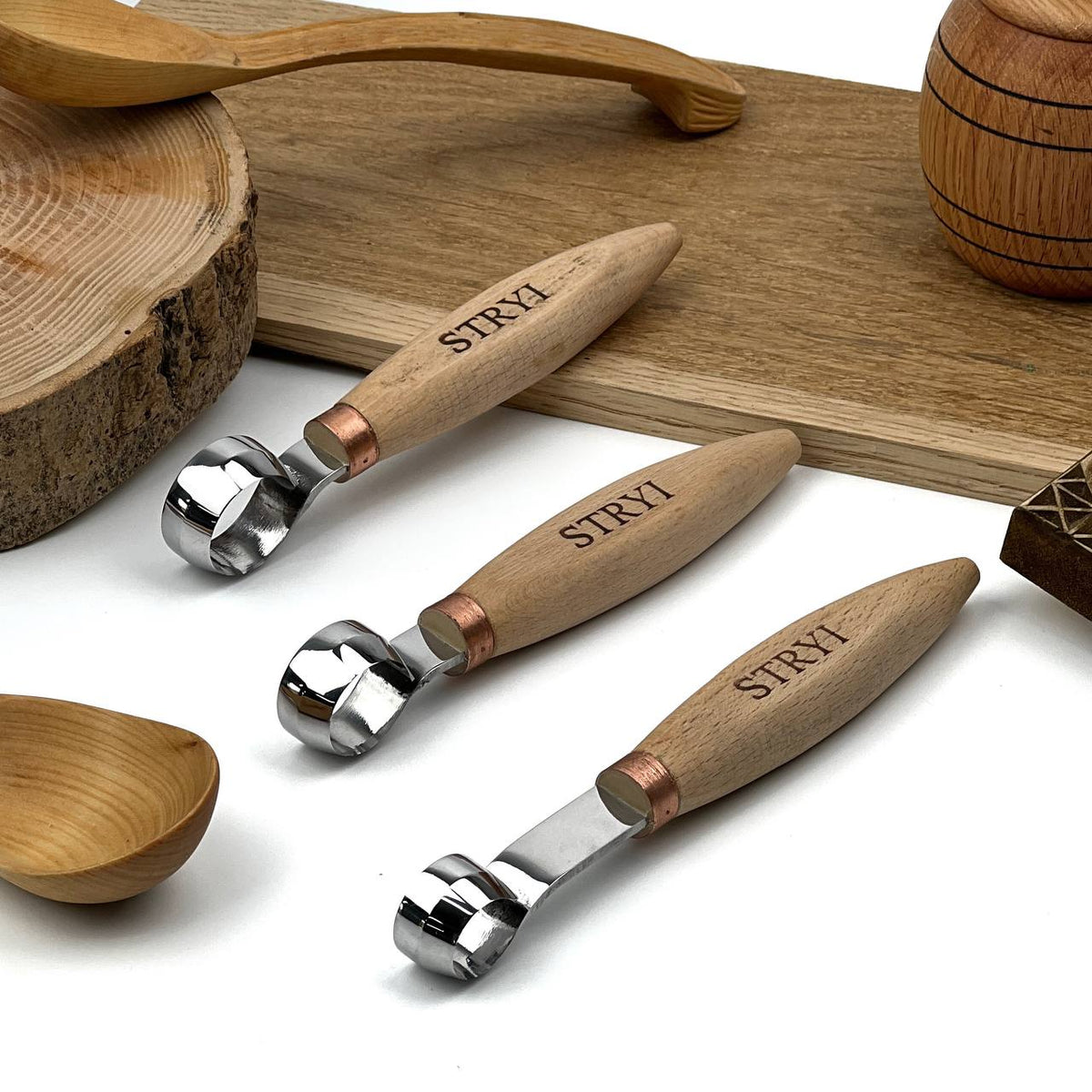 Hand-Forged Professional Round Scorp Carver Set (2-Piece / 3-Piece Kit)