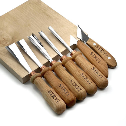 Gouges Carving Set: 7-Piece STRYI Relief & Whittling Set