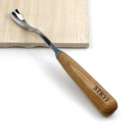 Bent Gouge, Sweep #5, Large Bent Gouge STRYI Maestro — for Relief Carving, Spoon and Bowl Carving, Furniture Making