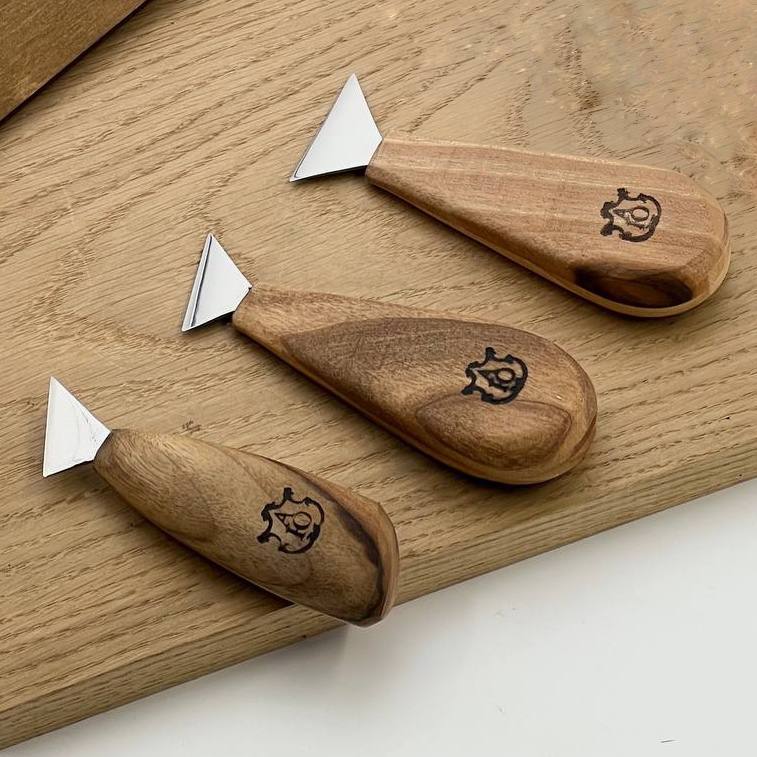 Geometric Precision: The 3-Piece  Swallowtail Knives Set