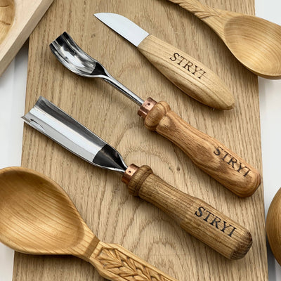 Spoon Carving Kit, 3-Piece, STRYI Profi — for Kuksa and Bowl Carving