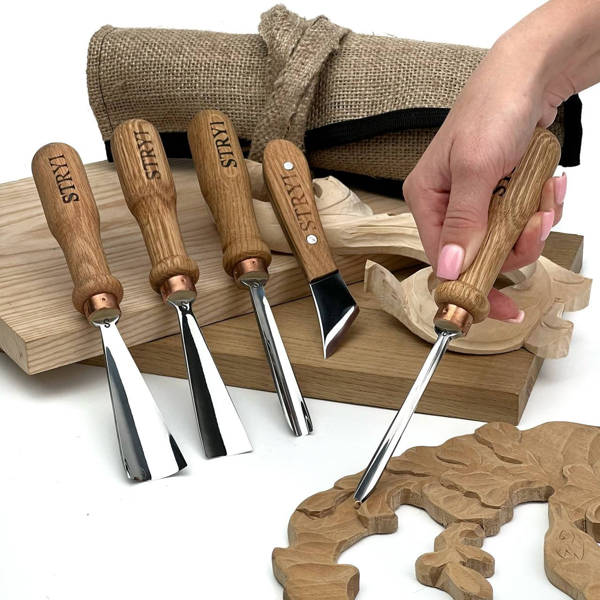 Relief Carving Tool Set, 5-Piece STRYI Profi Kit for Fine Ornament