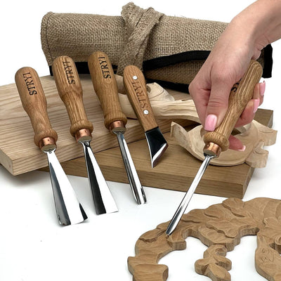 Relief Carving Tool Set, 5-Piece STRYI Profi Kit for Fine Ornament