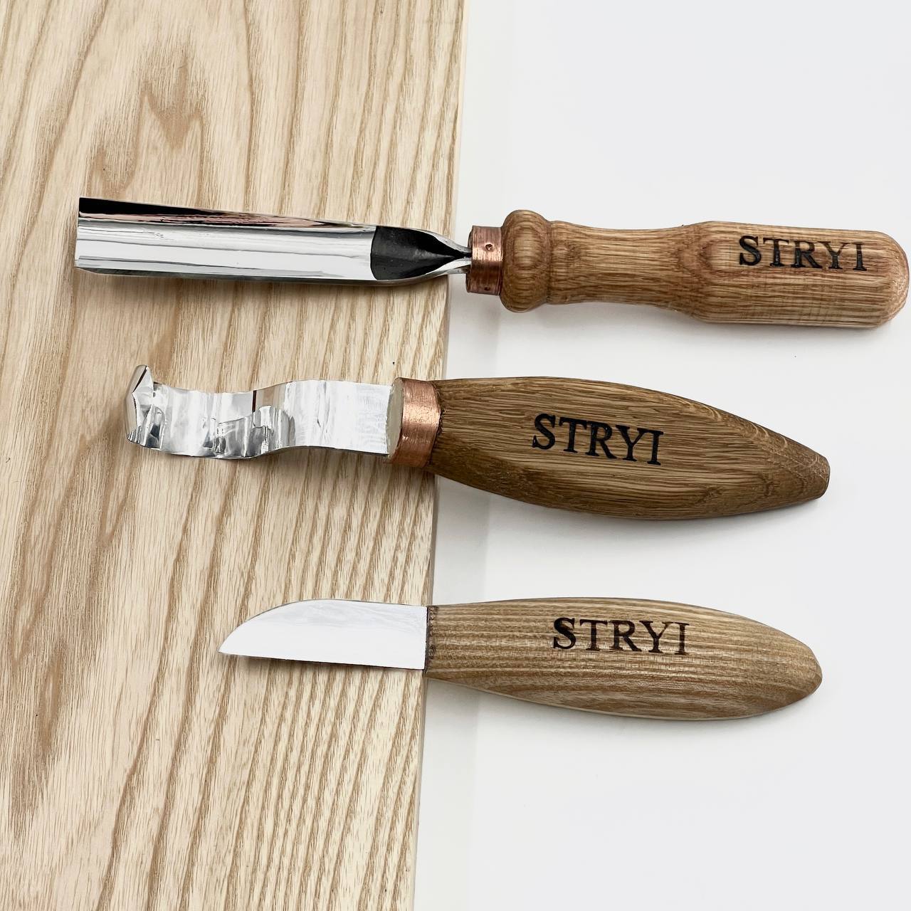 STRYI Profi 3-Piece Spoon Carving Tool Kit – Wood Carving Set for Bowls, Kuksa & Spoons with